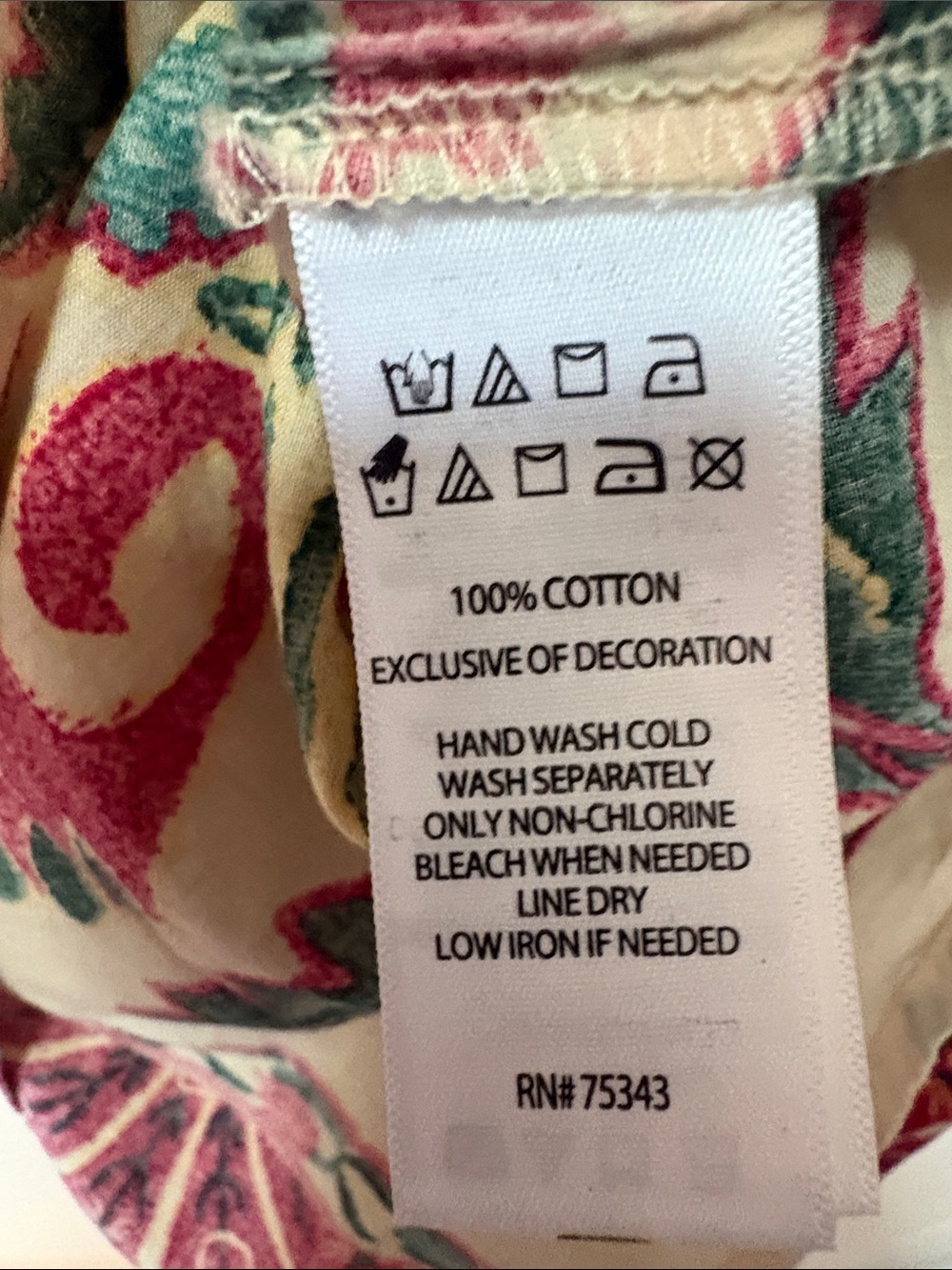 Haute Hippie Cream Tunic with Pink & Teal Floral Print - Picture 5 of 5